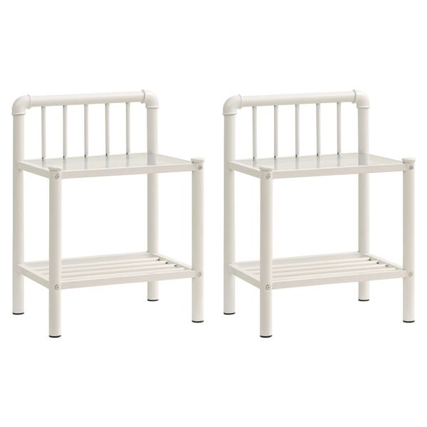 vidaXL Nočne omarice 2 kosa bela in prozorna kovina in steklo