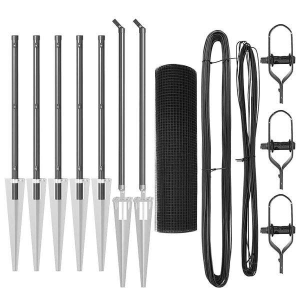 vidaXL Steber ograje. Siva 10 x 0,6 m (mreža 12 x 12 mm) Jeklo in PVC