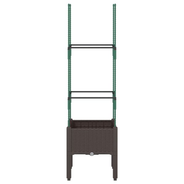 vidaXL Cvetlično korito z oporno mrežo rjavo 40x40x142,5 cm PP