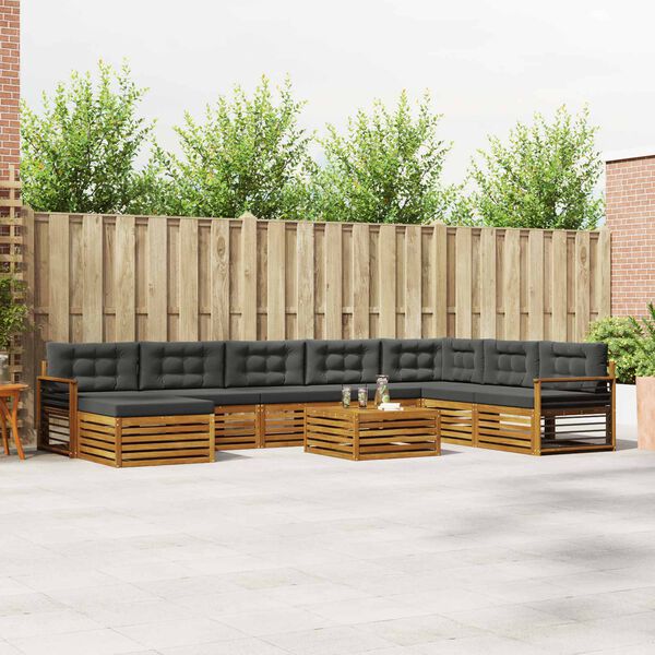 vidaXL Sedežne garniture z blazino 9 pcs Naravna in antracitna