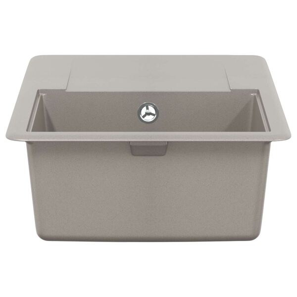 vidaXL Umivalnica Siva 670 x 460 mm 80% Kvarc in 20% Smola
