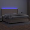 vidaXL Box spring postelja vzmetnico LED kapučino 200x200 cm um. usnje