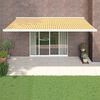 vidaXL Zložljiva tenda rumena in bela 5x3 m blago in aluminij