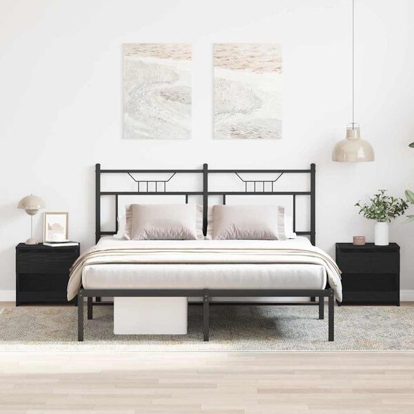 vidaXL Nočna omarica s predalom 2 pcs Črna Orehovina 40 x 30 x 39 cm