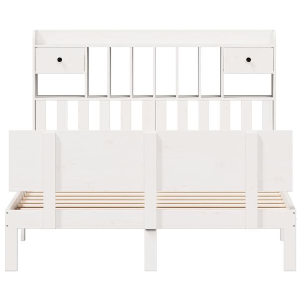 vidaXL Knjižna postelja brez vzmetnice bela 140x200 cm trdna borovina