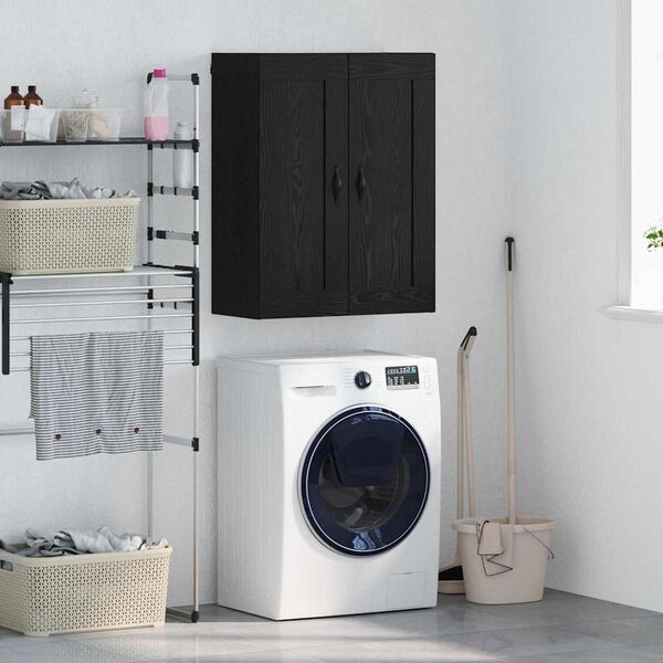 vidaXL Stenska omara Črna Orehovina 69,5 x 34 x 90 cm Konstruiran les