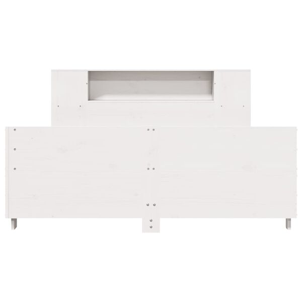 vidaXL Posteljni okvir brez vzmetnice bel 135x190 cm trdna borovina