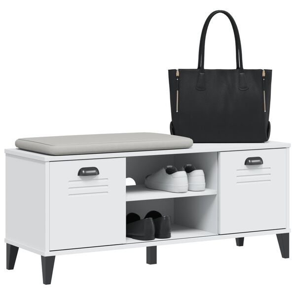 vidaXL Klop za čevlje VIKEN bela 106x35x45 cm inženirski les