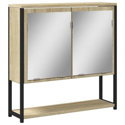 vidaXL Kopalniška omarica z ogledalom sonoma hrast 60x16x60 cm