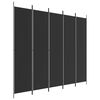 vidaXL Paravan 5-delni 250x220 cm črno blago