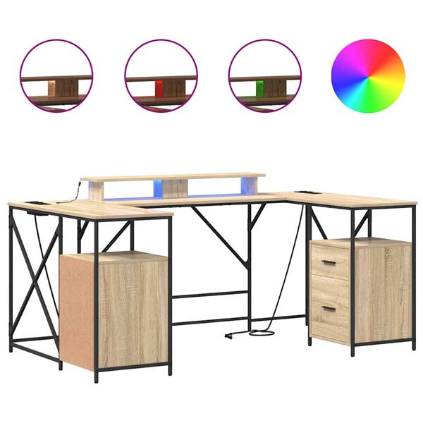 vidaXL Miza s polico Sonoma hrast 182 x 101 x 87,5 cm Konstruiran les