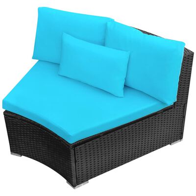 vidaXL Vrtna sedežna garnitura z blazinami 13-delna poli ratan modra