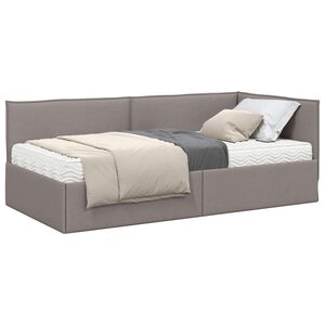 vidaXL Kotni okvir postelje z matrico 2 kos Taupe 90 x 190 cm Žamet
