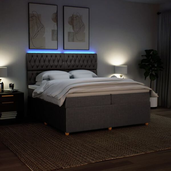 vidaXL Box spring postelja z vzmetnico taupe 200x200 cm blago