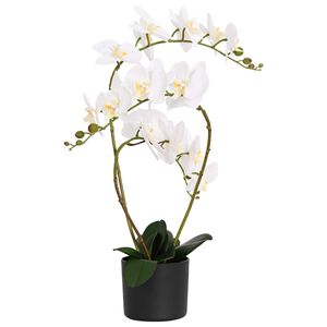 vidaXL Umetna orhideja s saksijo Bela 45 x 15 x 65 cm