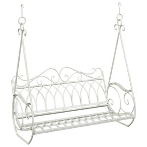 vidaXL Gugalna klop Jeklo 112 x 60 x 126,5 cm Antik bela