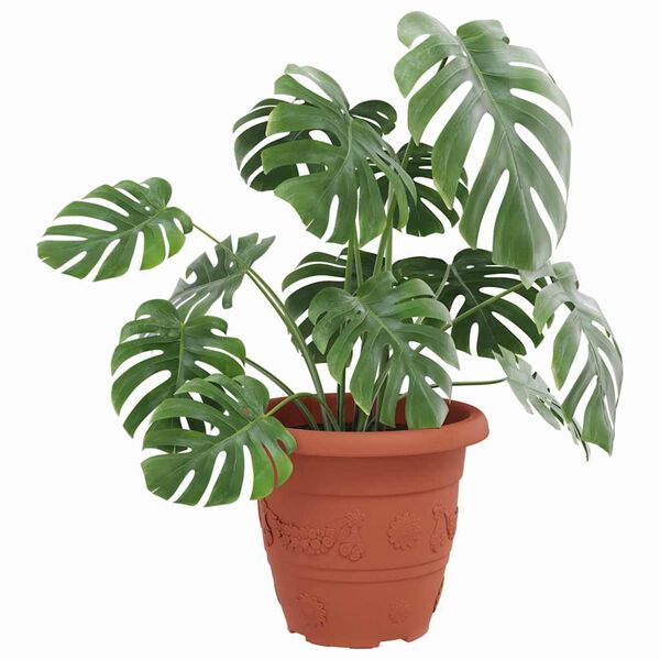 vidaXL Okrogli cvetlični lonec 6 pcs Kamnito rdeča &Oslash; 26 x 21.5 cm