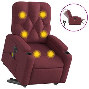 vidaXL Električni masažni naslanjač s funkcijo vstajanja vinsko rdeč