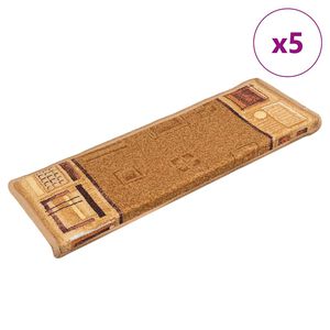 vidaXL Samolepilne preproge za stopnice 5 kosov 65x21x4 cm bež