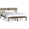 vidaXL Posteljni okvir medeno rjav 135x190 cm trden les
