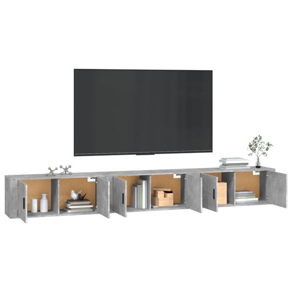 vidaXL Stenska TV omarica 3 kosi betonsko siva 100x34,5x40 cm