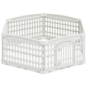 vidaXL 6 Panelna Pasja Ograja 122 x 106,5 x 40 cm Plastika Bela
