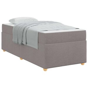 vidaXL Konstrukcija postelje z vzmetnico Taupe 90 x 200 cm blago