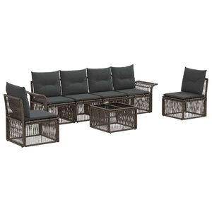 vidaXL Vrtna sedežna garnitura 7 pcs Siva poli ratan