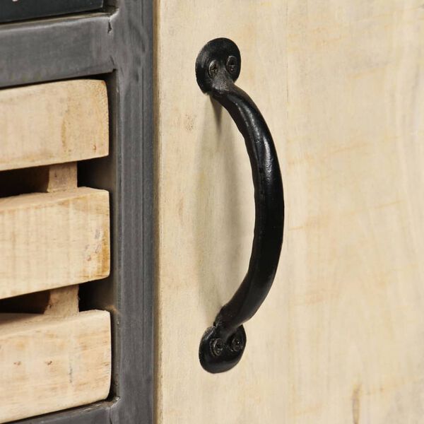 vidaXL Komoda iz trdnega mangovega lesa in jekla 65x33x76 cm