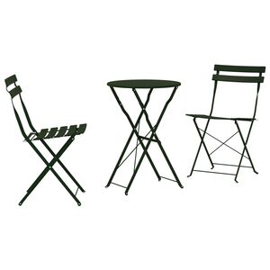 vidaXL Zložljiv bistro set 3 pcs Temno zelena Jeklo