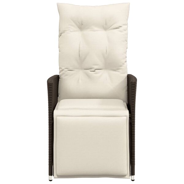 vidaXL Nastavljivi vrtni stoli 2 kosa z blazinami rjav poli ratan