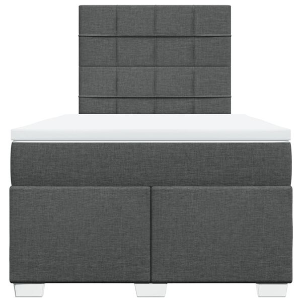 vidaXL Box spring postelja z vzmetnico temno siva 120x190 cm blago