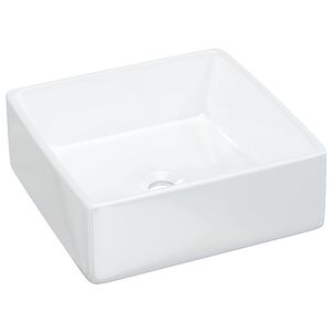 vidaXL Umivalnik bel 37x37x13 cm keramični kvadraten