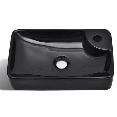 Keramični Kopalniški Umivalnik z Odprtino za Pipo Črne Barve