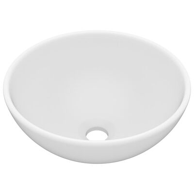 vidaXL Razkošen umivalnik okrogel mat bel 32,5x14 cm keramičen