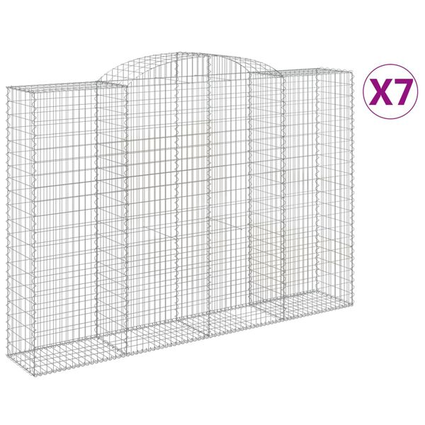vidaXL Obokane gabion košare 7 kosa 300x50x200/220 cm pocinkano železo