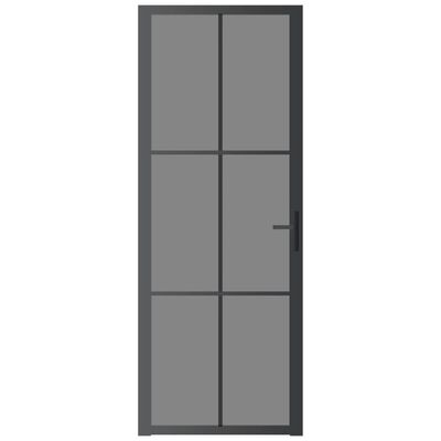 vidaXL Notranja vrata 76x201,5 cm črno ESG steklo in aluminij