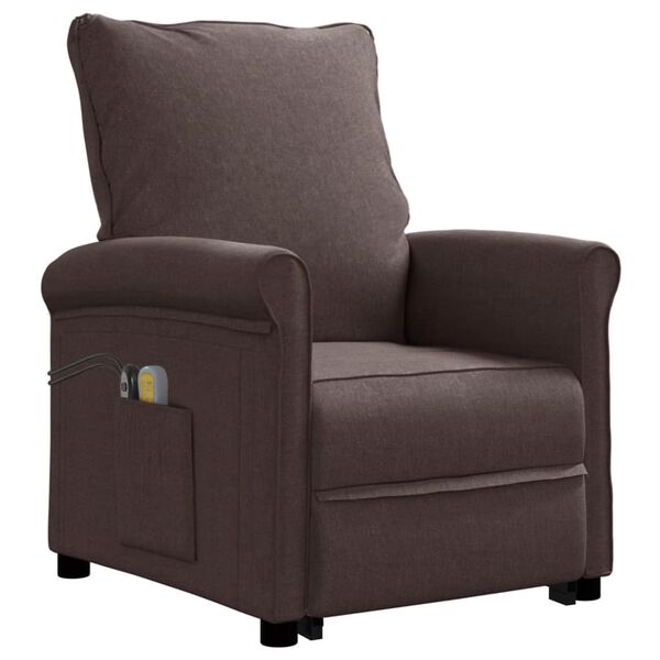 vidaXL Masažni stol s funkcijo vstajanja temno rjavo blago