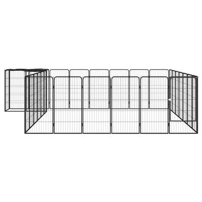 vidaXL Pasja ograda s 30 paneli črna 50x100 cm prašno barvano jeklo
