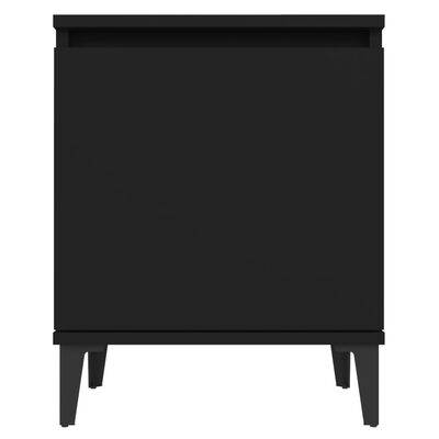 vidaXL Nočna omarica s kovinskimi nogami črna 40x30x50 cm