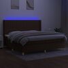 vidaXL Box spring postelja z vzmetnico LED temno rjava 200x200cm blago