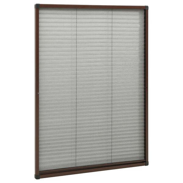 vidaXL Plise komarnik za okna aluminij rjav 80x120 cm