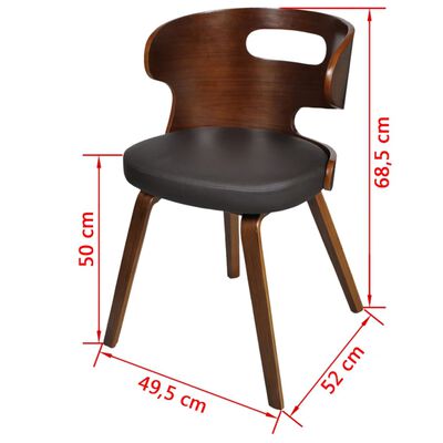 vidaXL Jedilni stoli 4 kosi rjavi ukrivljen les in umetno usnje