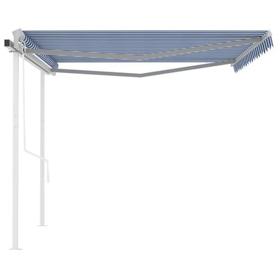 vidaXL Avtomatsko zložljiva tenda s stebrički 4,5x3 m modra in bela