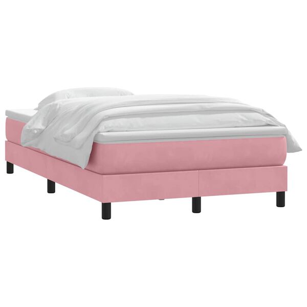 vidaXL Box Spring postelja z vzmetnico Pink 120x220 cm Velvet