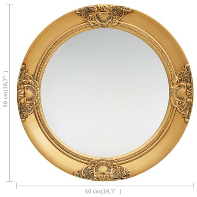vidaXL Stensko ogledalo v baročnem stilu 50 cm zlato