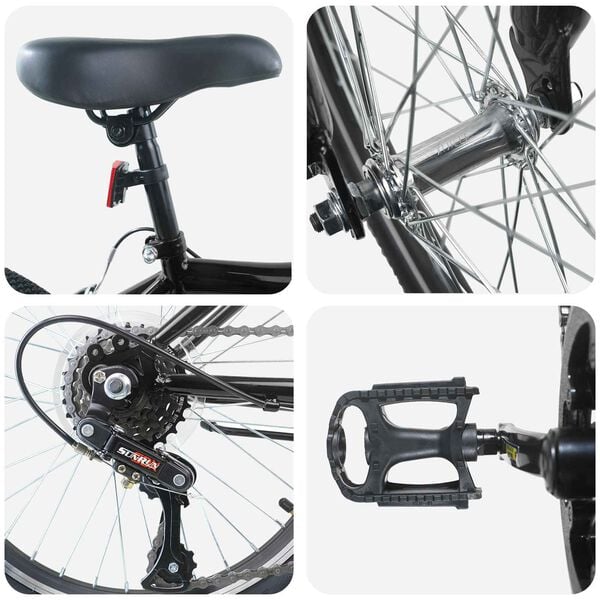 vidaXL Otro&scaron;ko Kolo 20 Palcev 6-Speed za starost od 6 do 11 let Črna