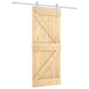 vidaXL Drsna vrata Naravna in bela 85 x 210 cm Masiven borov les