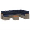 vidaXL 9-delni vrtni komplet sedežnih garnitur z blazinami siv poli ratan