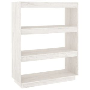 vidaXL Knjižna omara za razdelitev prostora bela 80x35x103 cm borovina